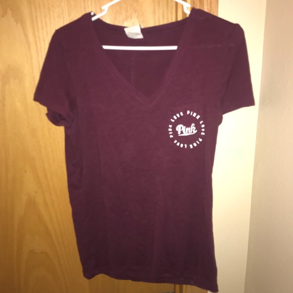 Pink Victoria Secret maroon short sleeve - Picture 1 of 2